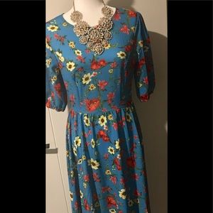 Floral blue maxi dress